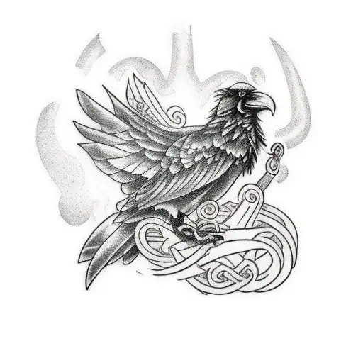 Nordic Mythology Raven Tatoo