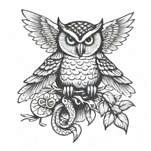 Owl With Snake And Lemon