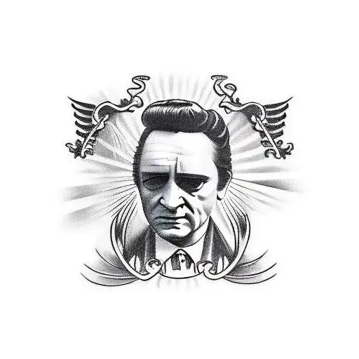 Johnny Cash With Symbol That Resembles Bravery