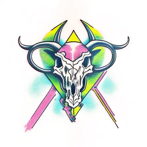 Neon Open Sing With A Bull Skull