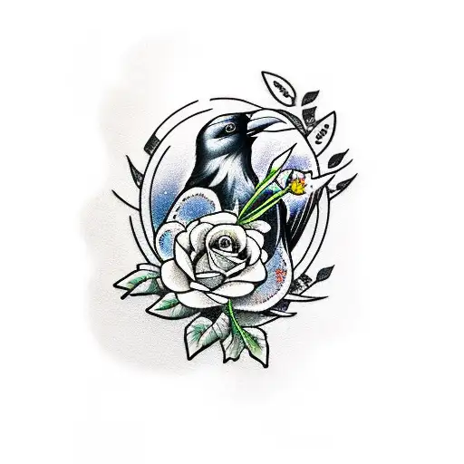 Nordic Raven With Roses