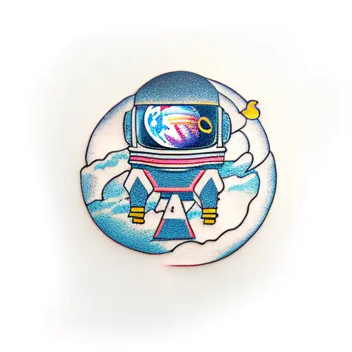 Astronaut Playong Basketball With Saturn