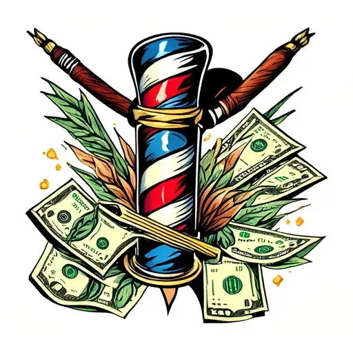 Money And Barber Pole Inspired Design
