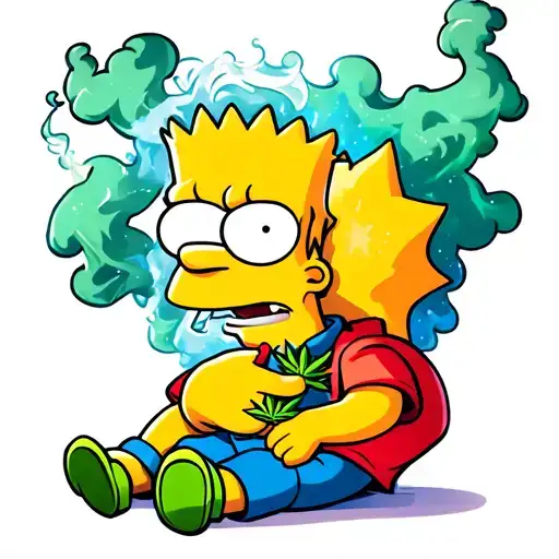 Bart Simpson Laying Smoking Weed In Smoke Forms Galaxy