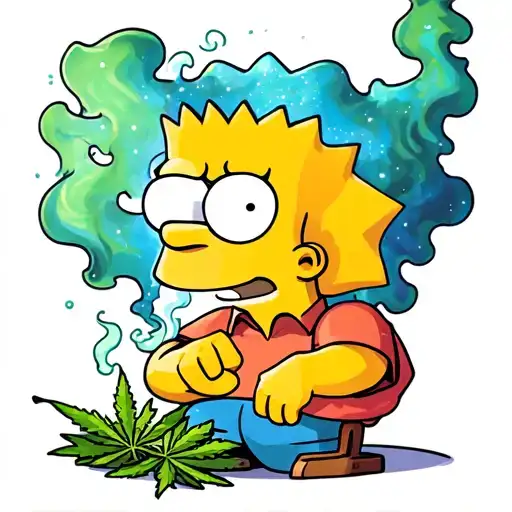 Bart Simpson Smoking Weed In Smoke Forms Galaxy Inside
