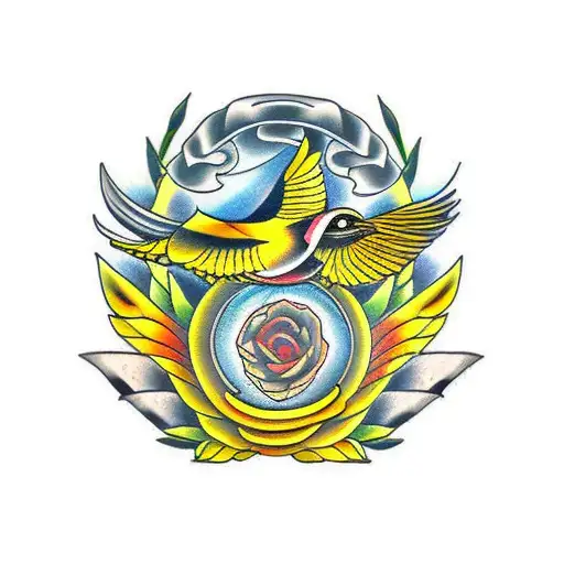 Yellow Bird Silver Wreath