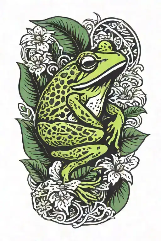 Frog With Jungle Leaves