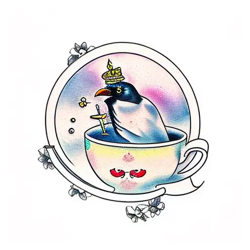 Crow With A Monical Sipping Tea