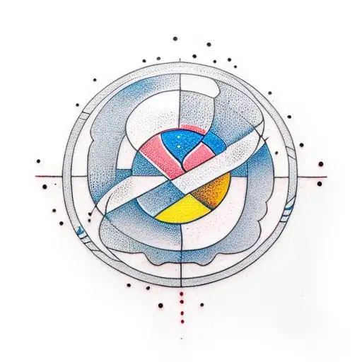 A Volleyball And A Guitar Forming A Yin And Yang Symbol