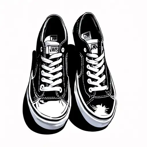 Classic Model Of A Used Vans Shoes In Black And White Color