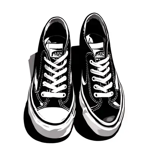 Classic Model Of A Used Vans Shoes In Black And White Color