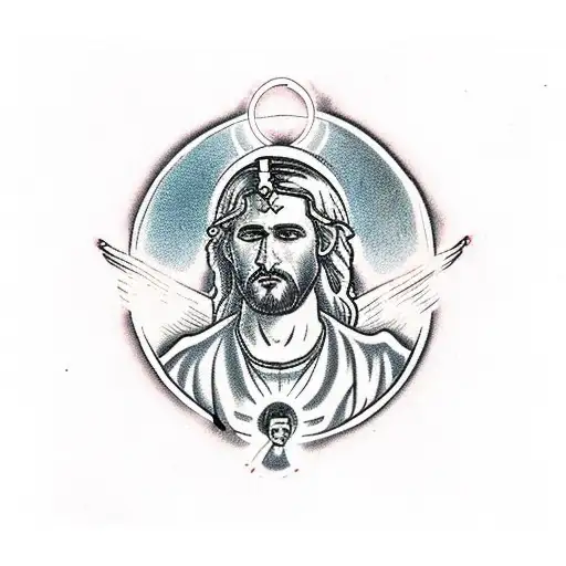 A Traditional San Judas Tadeo With A Halo And A Cloudy Background