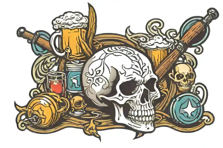 Skull Billiards Or Beer