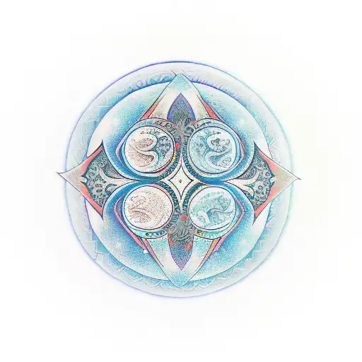 Yin-yang Symbol Formed By Two Foxes With Intricate Geometric Patterns Within