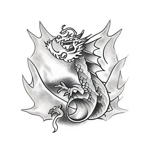 Large Dragon With Tail Of Leaves