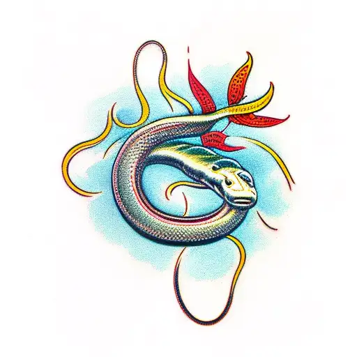 Long Snake With Lilies