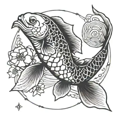 Koi Fish Geometric Design Incorporating