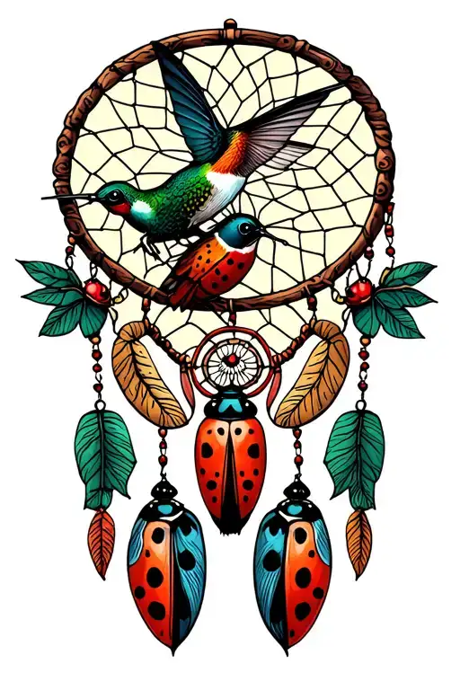 Ladybug & Hummingbird Dream Catcher