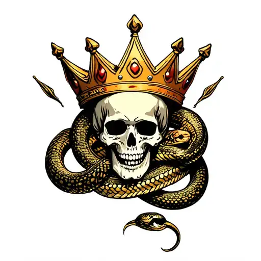 Skull Crown And Snake Wrapped