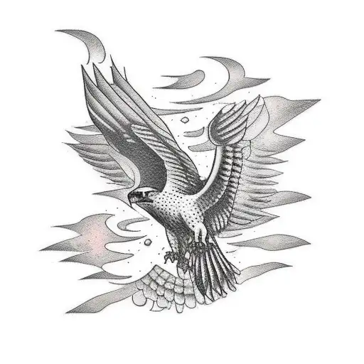 Falcon Body On Fire With Flames