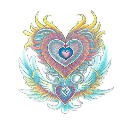 An Intricately Designed Heart Shape Filled With A Majestic Phoenix