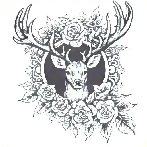 Deer Antlers With Flowers