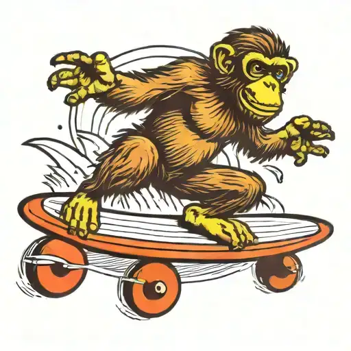 Toxic Monkey Riding A Surfboard Around Saturn