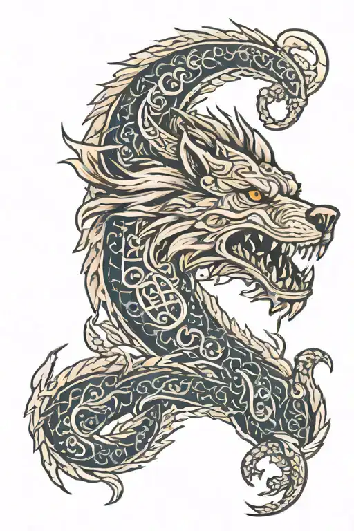 Fenrir Norse Mythical And Jormungandr
