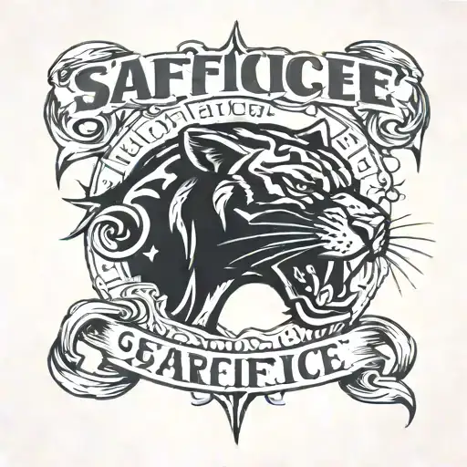 Panther Growling With The Word Sacrifice Written Above Its Head