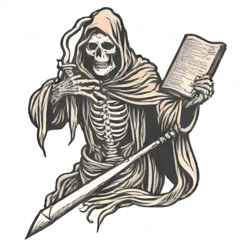 Grim Reaper Holding A Bible