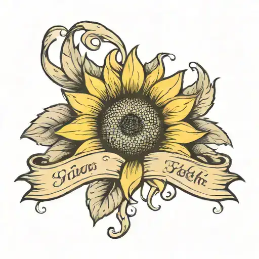 Sunflower With Banner Wrapped Around It