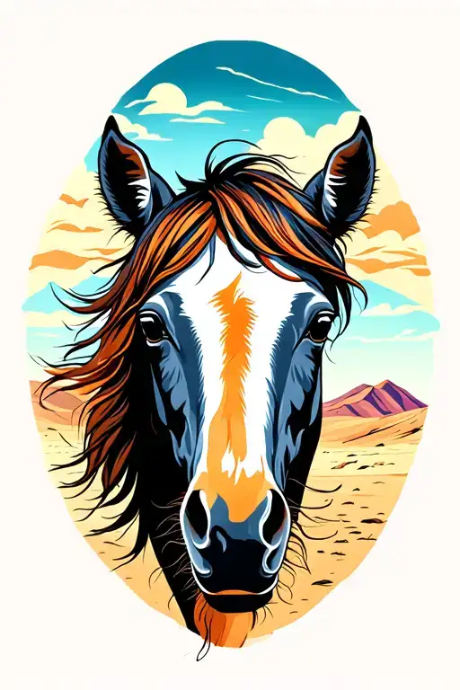 Horse In Desert Landscape