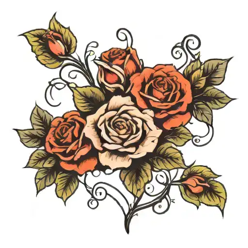 Symmetrical Collarbone Tattoo Design With Roses