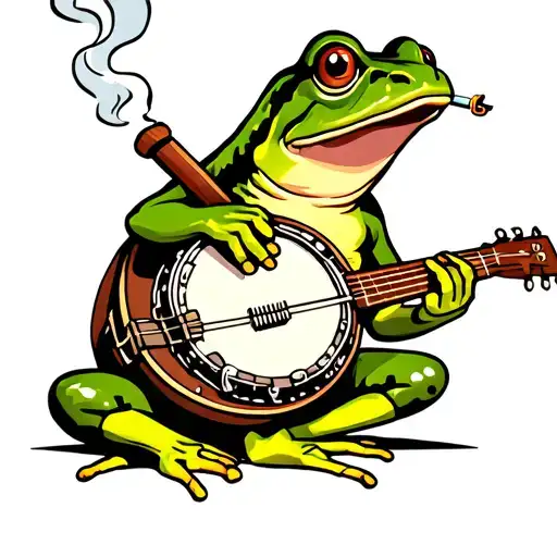 Frog Strumming Banjo Smoking Cigarette