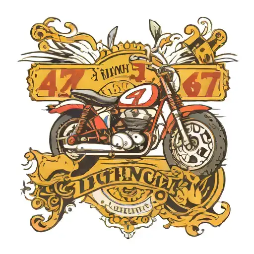 Number 47 Dirtbike Number Plate With Gear Leaning Towards Car Enthusiasts