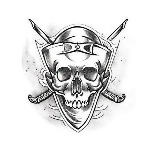 Sword Piercing The Skull In Scandinavian Style