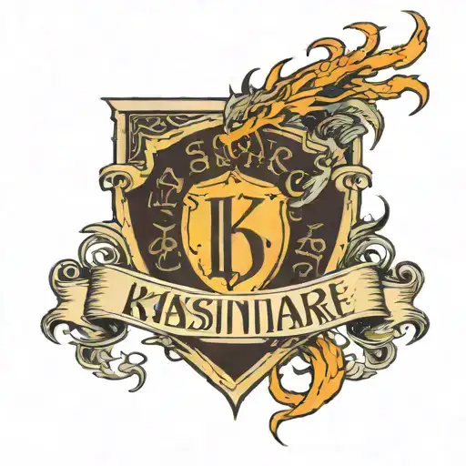 Shield With Dragon Breathing Fire With The Letters Kodc With The Name The Knightmare Assassin