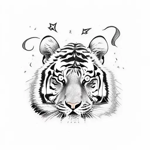 Illustrate A Sketch-style A Tiger Walking Down