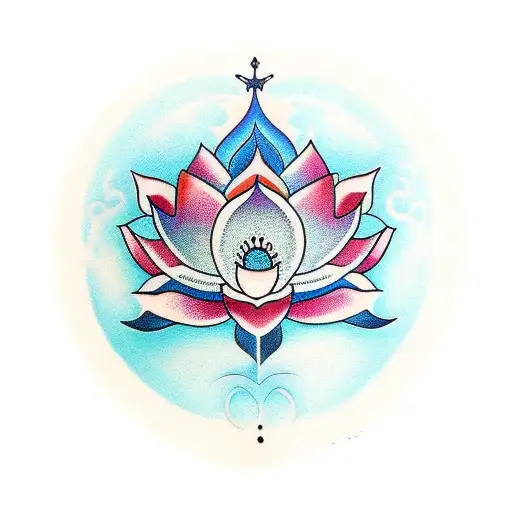 Unalome Lotus Flower And Moon