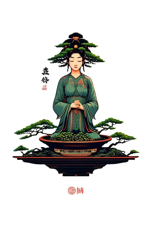 Ying Yan With Bonsai Tree