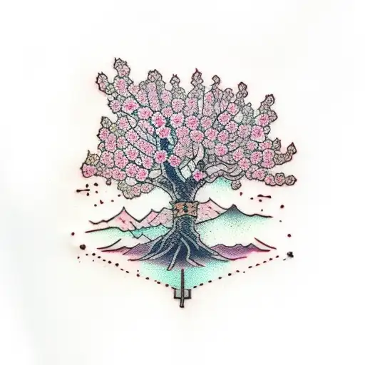 Cherry Blossom Tree Mixed With A Viking Tree
