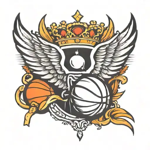 Basketball With Crown And Wings