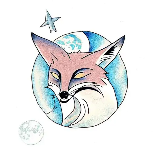A Fox Watching The Moon