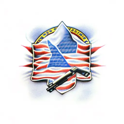 Guns Forming The Shape Of Minnesota With The American Flag In The Background