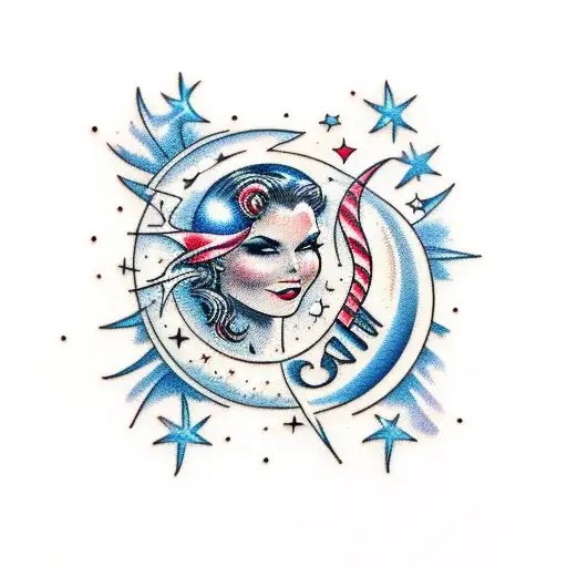 Celestial Moon And Stars