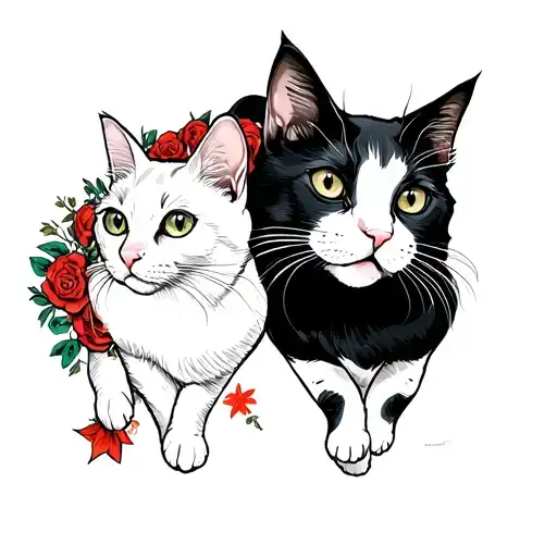 1 Black Cat 1 White Cat