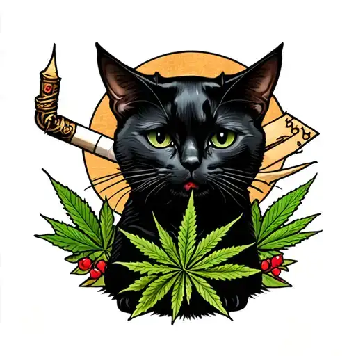 Black Cat With Marijuana Joint And Death