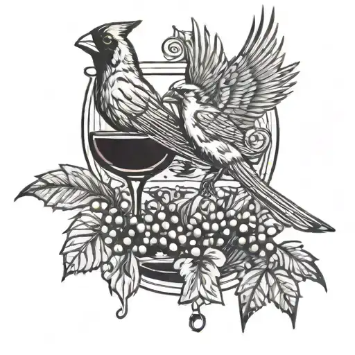 Cardinal And Red Wine Glass Filled