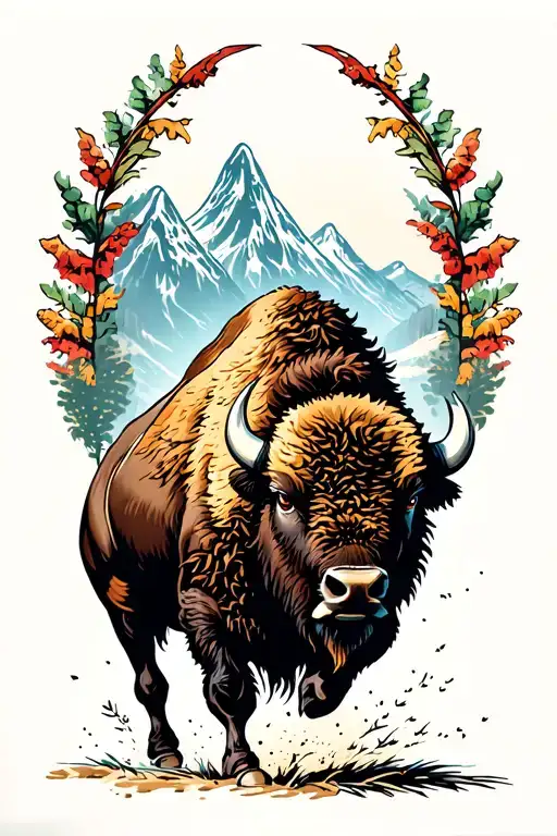 Bison Running Side View