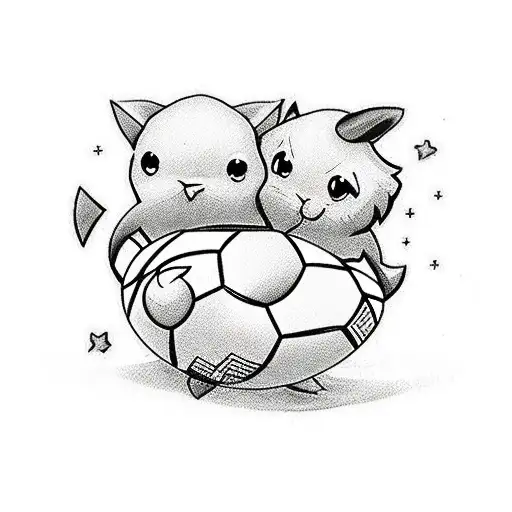 A Group Of Adorable Anime-inspired Animals Engaged In A Friendly Game Of Soccer